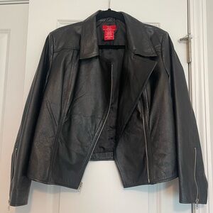 Vintage Oscar de la Renta Leather Moto style jacket Petite 12